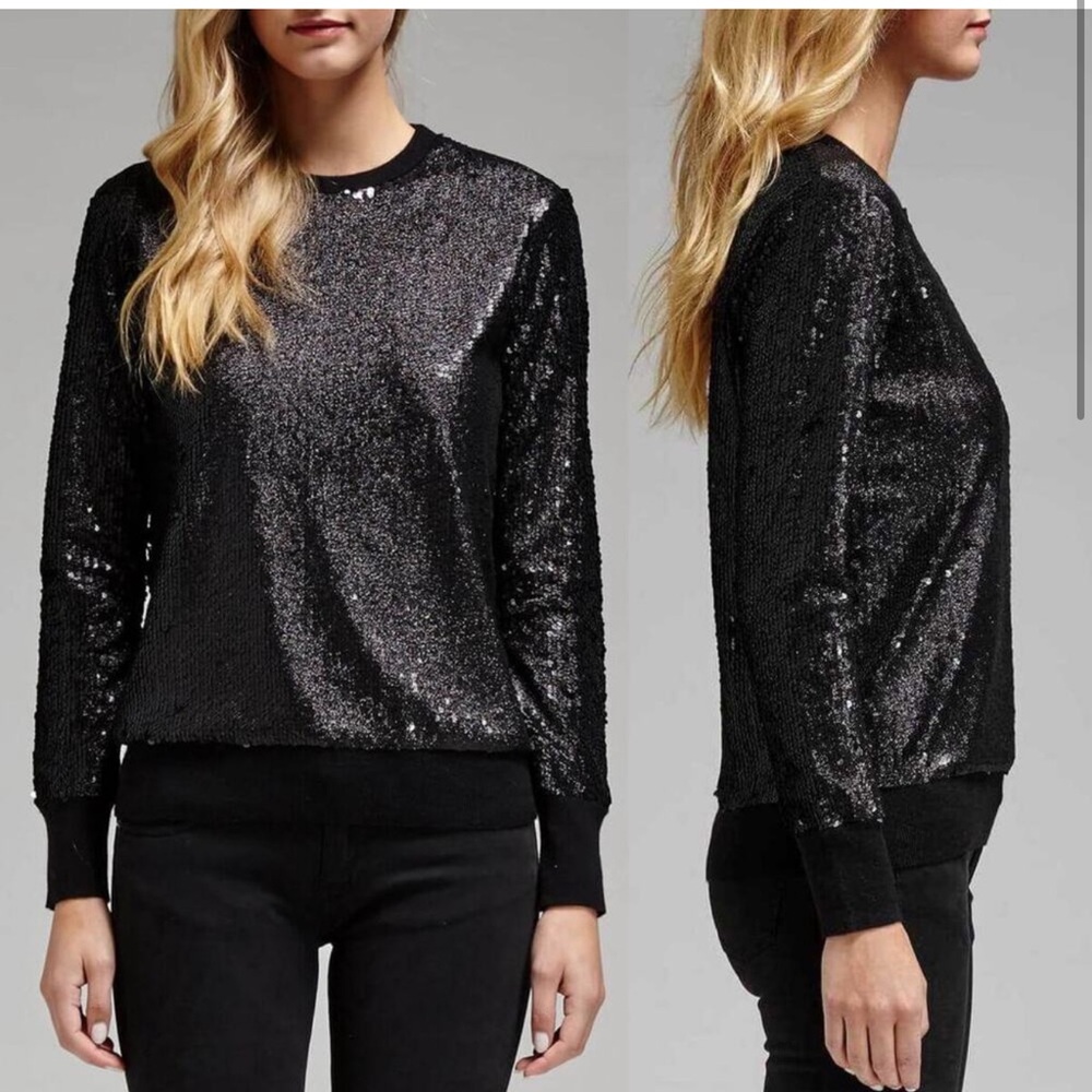 Equipment Shane Crew Neck Sweater in Black Sequins *NEW WITH TAGS*